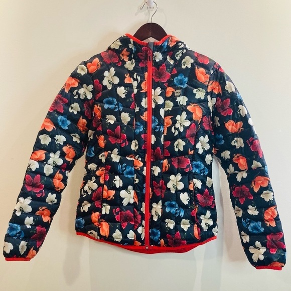 ORAGE Sz M Hooded Puffer Down and Feather Filled Floral Ski  Jacket Coat - Picture 1 of 13